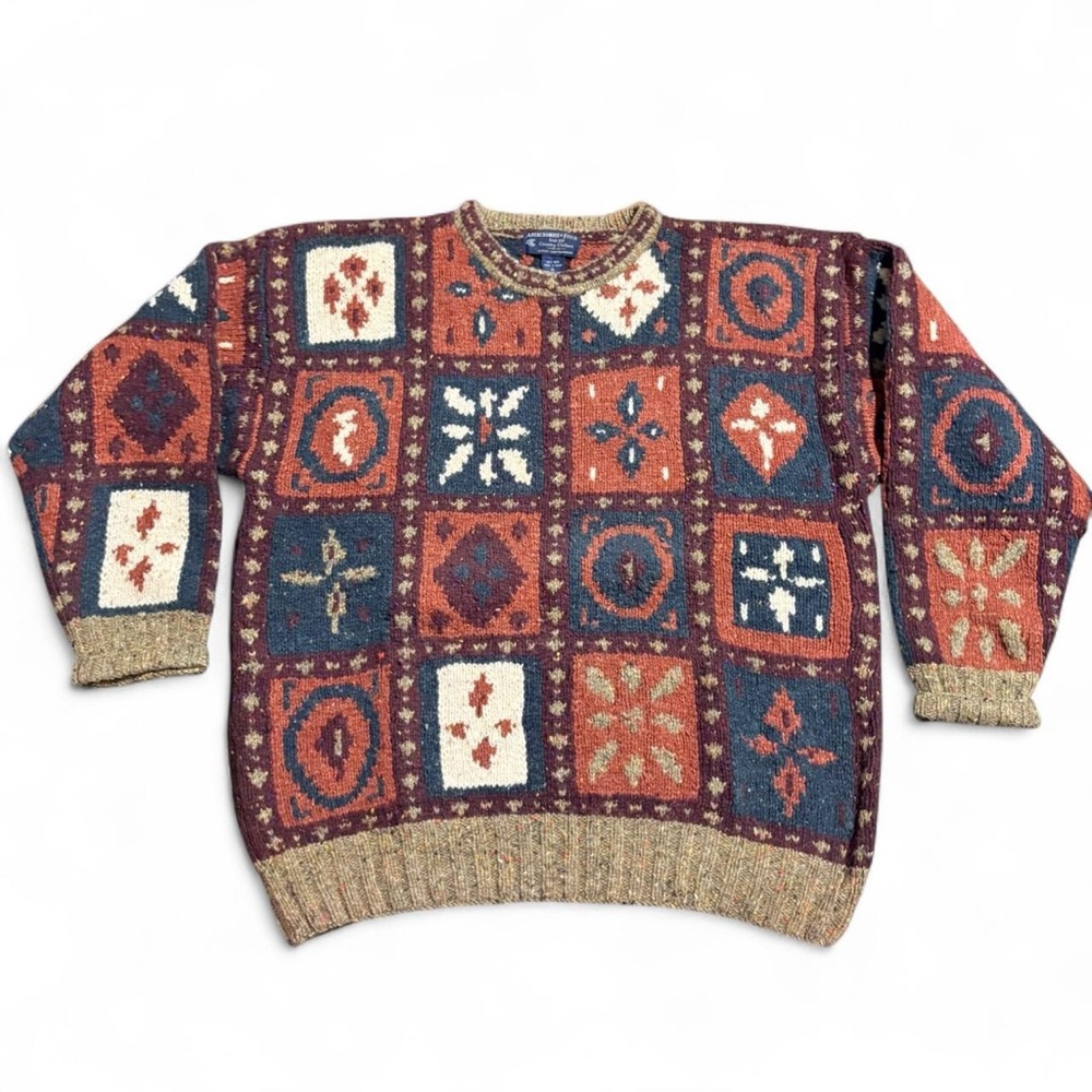 Vintage 1990s Abercrombie & Fitch Patchwork Wool Sweater – XL